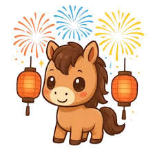 horse and fireworks clipart